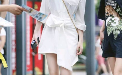 白裙子小姐姐街拍机场照,白裙子小姐姐机场街拍风采